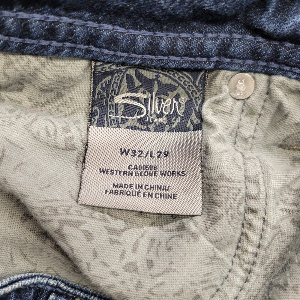 Silver Jeans Women's 32 x 29 Suki Western Glove Works Straight Leg Fit Blue - Picture 3 of 9